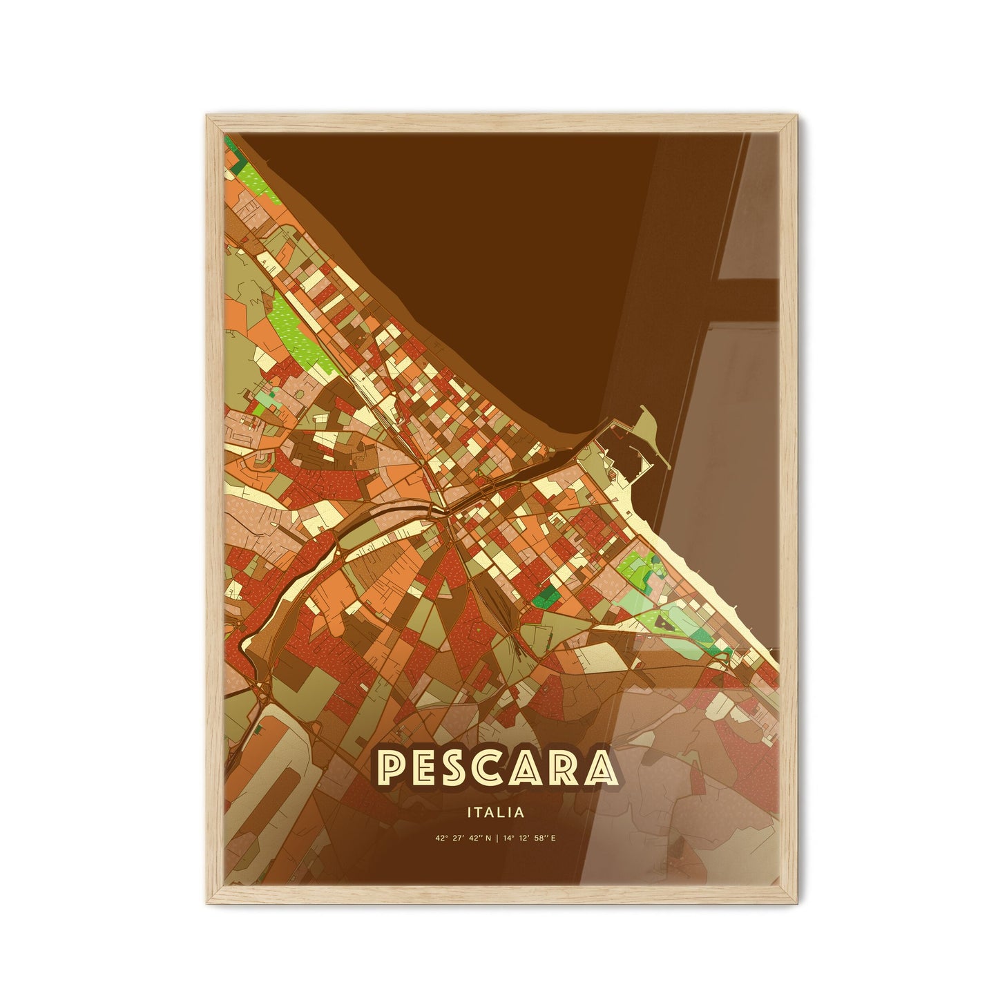 Colorful Pescara Italy Fine Art Map Farmhouse