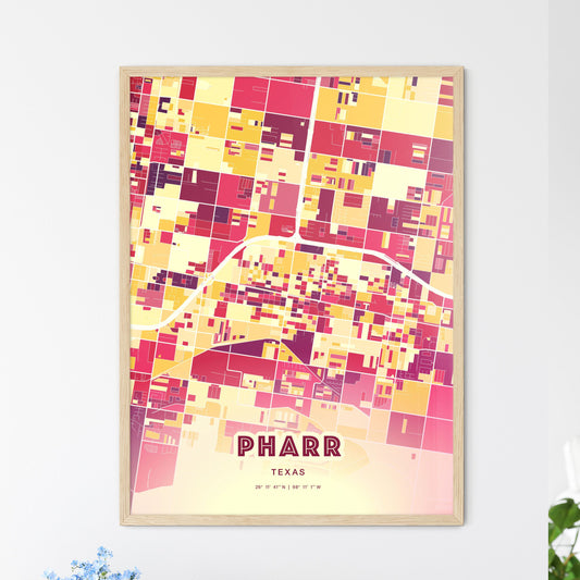 Colorful Pharr Texas Fine Art Map Hot Red
