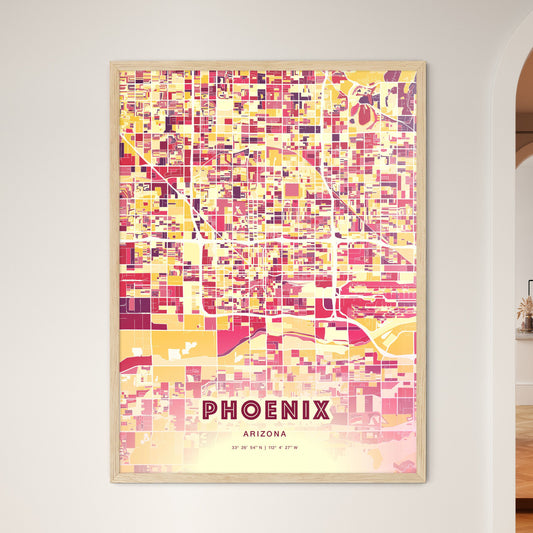 Colorful Phoenix Arizona Fine Art Map Hot Red