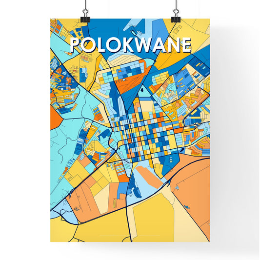 POLOKWANE SOUTH AFRICA Vibrant Colorful Art Map Poster Blue Orange