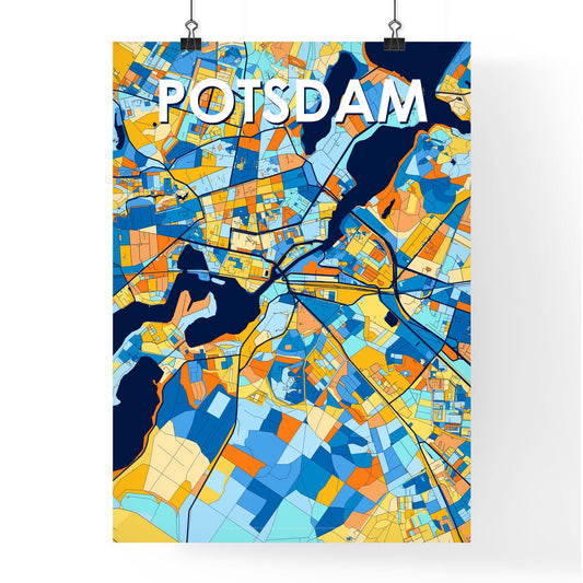 POTSDAM GERMANY Vibrant Colorful Art Map Poster Blue Orange