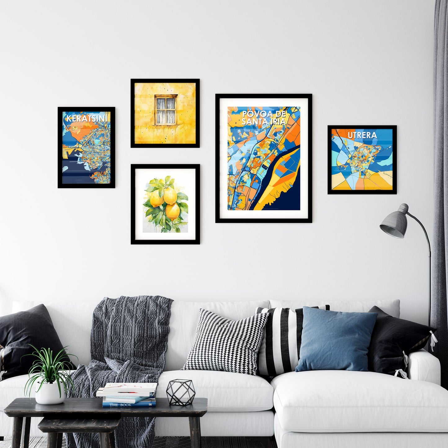PÓVOA DE SANTA IRIA PORTUGAL Vibrant Colorful Art Map Poster Blue Orange