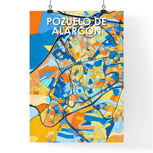 POZUELO DE ALARCÓN SPAIN Vibrant Colorful Art Map Poster Blue Orange