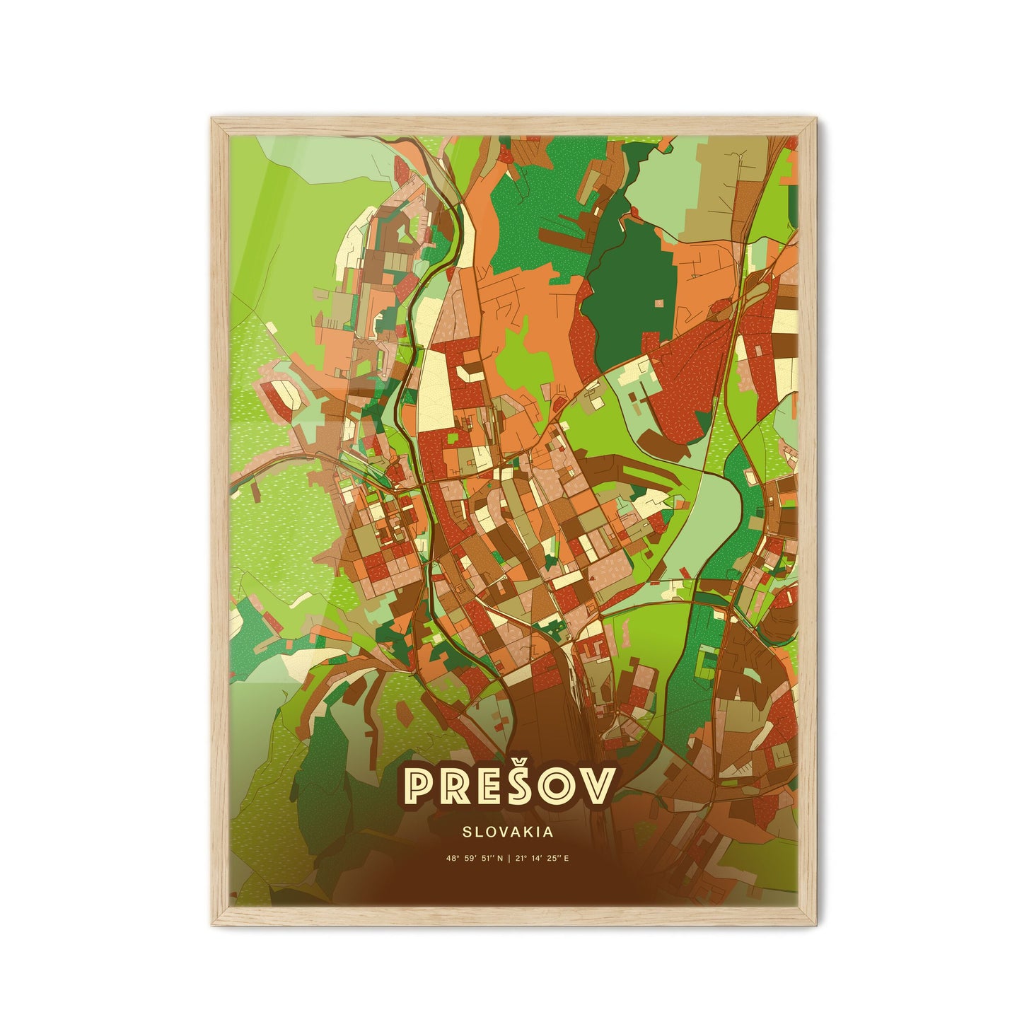 Colorful Prešov Slovakia Fine Art Map Farmhouse