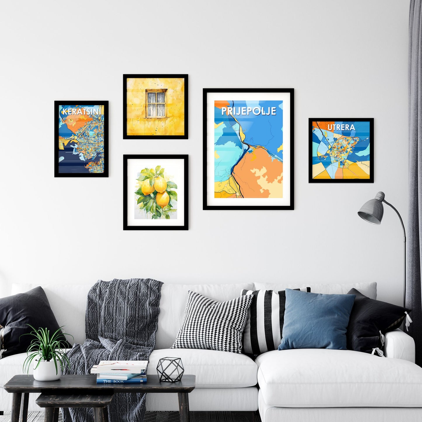 PRIJEPOLJE SERBIA Vibrant Colorful Art Map Poster Blue Orange