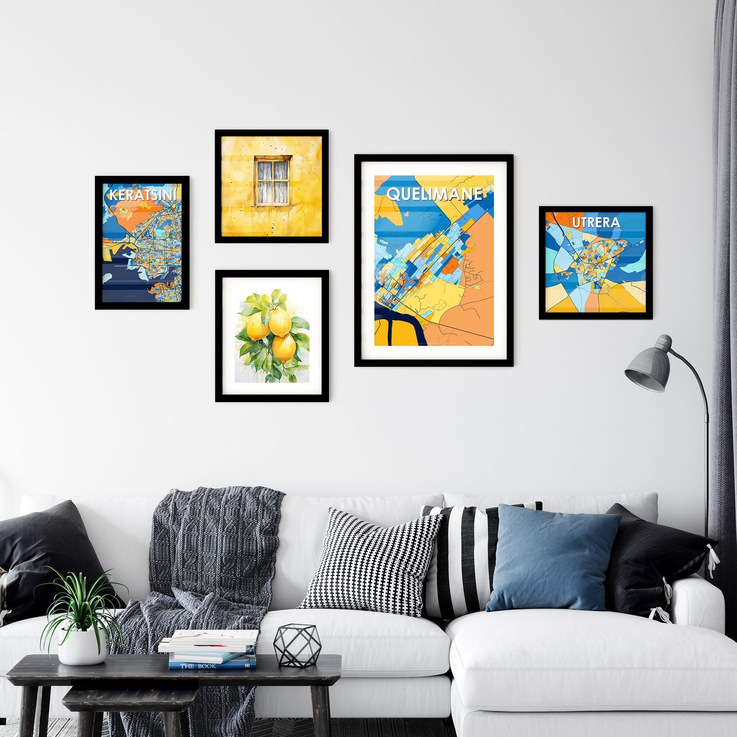 QUELIMANE MOZAMBIQUE Vibrant Colorful Art Map Poster Blue Orange