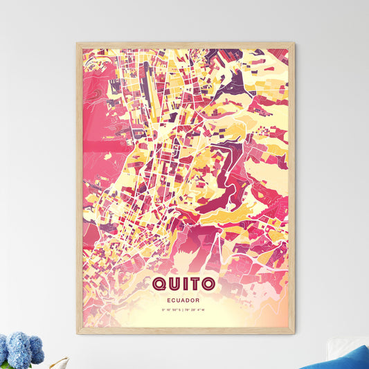 Colorful Quito Ecuador Fine Art Map Hot Red