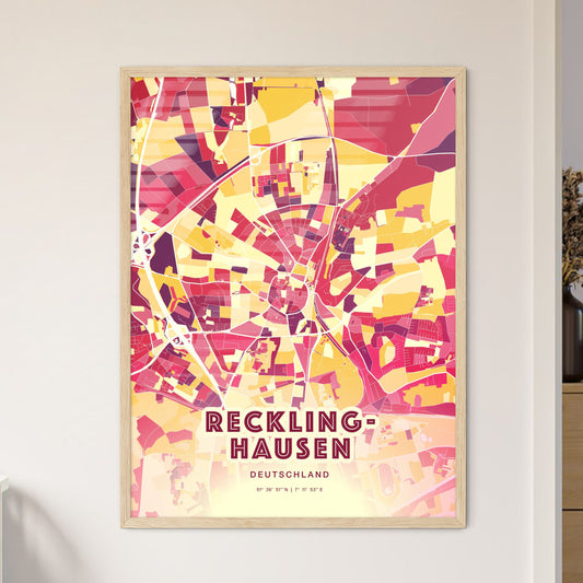 Colorful Recklinghausen Germany Fine Art Map Hot Red