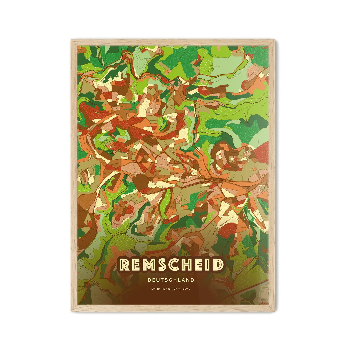 Colorful Remscheid Germany Fine Art Map Farmhouse