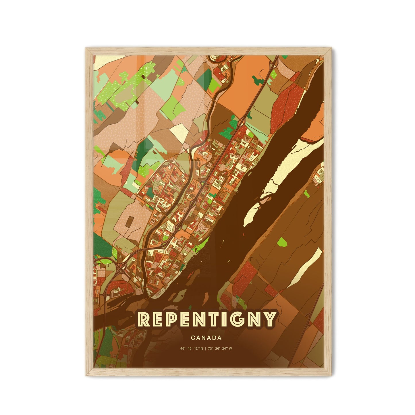 Colorful Repentigny Canada Fine Art Map Farmhouse