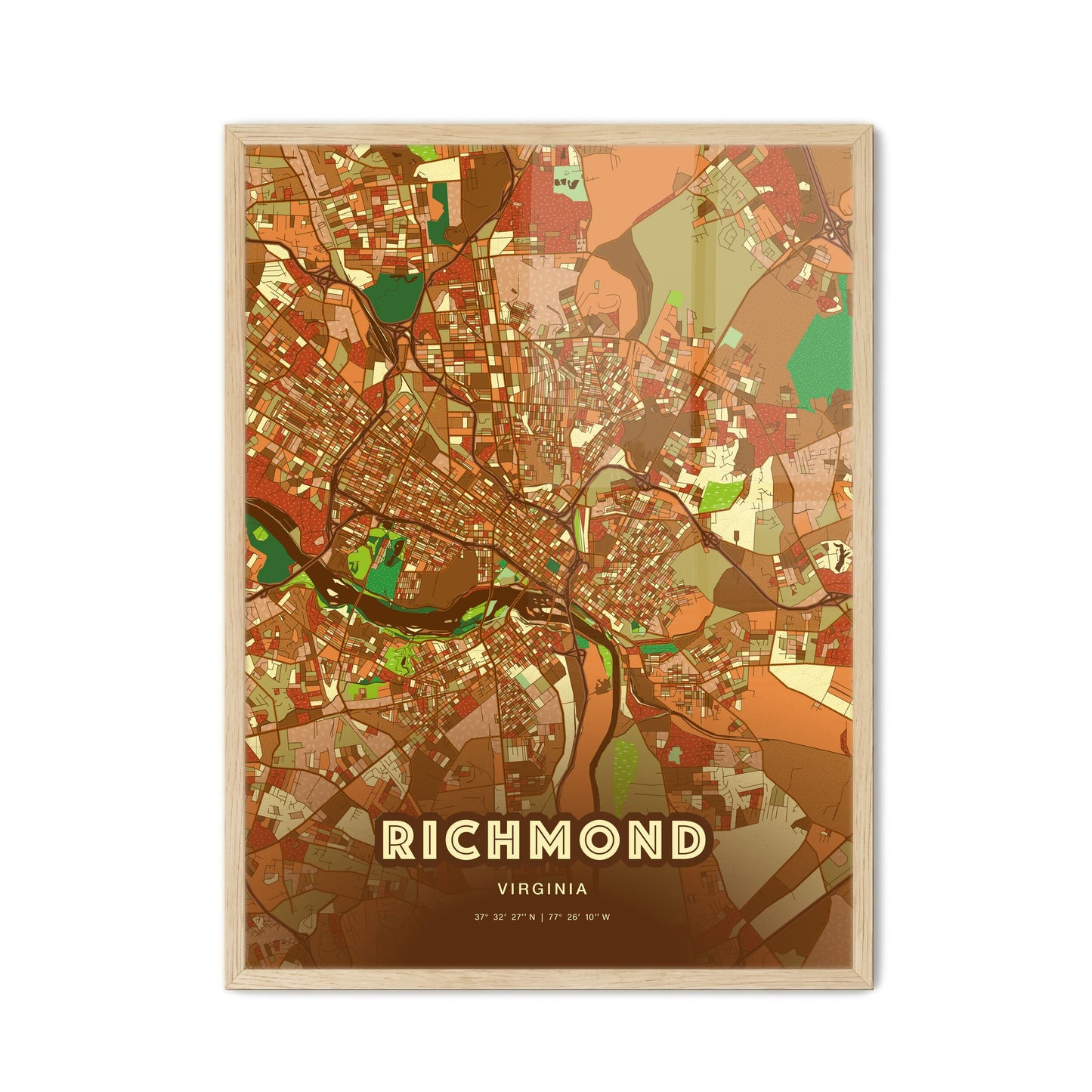 Colorful Richmond Virginia Fine Art Map Farmhouse
