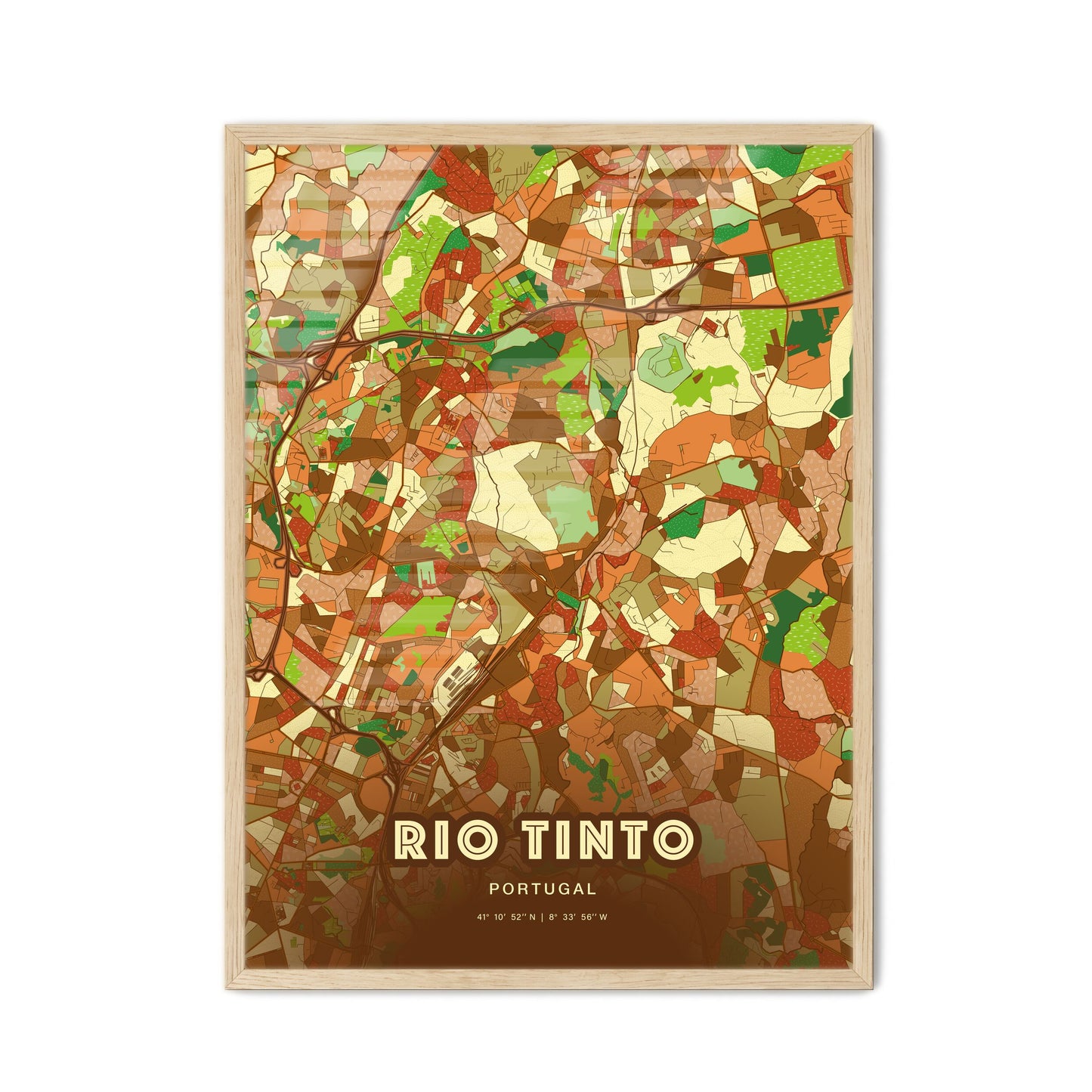 Colorful Rio Tinto Portugal Fine Art Map Farmhouse