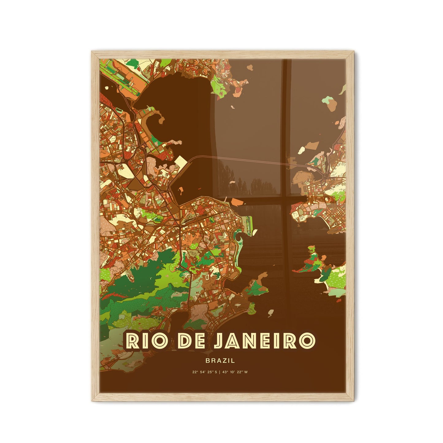 Colorful Rio De Janeiro Brazil Fine Art Map Farmhouse