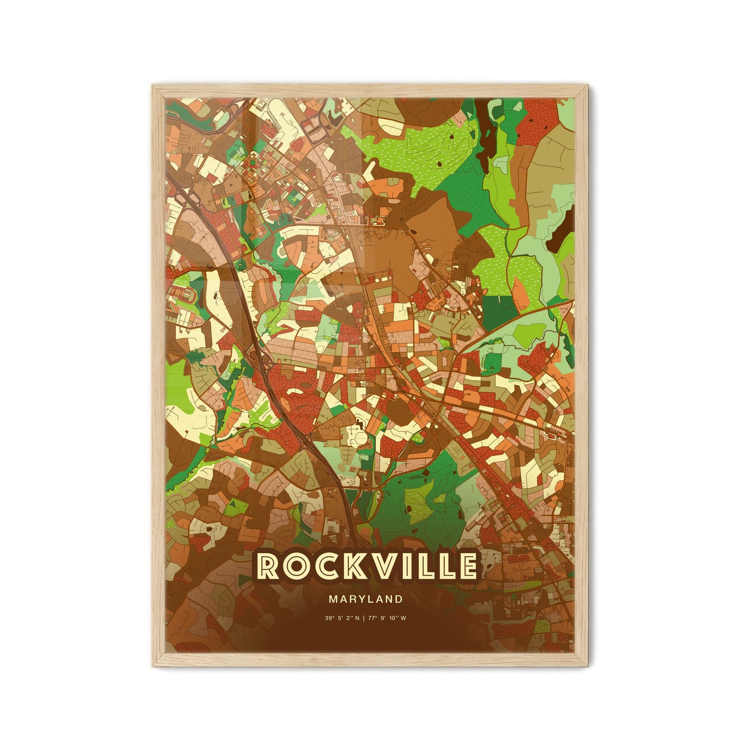 Colorful Rockville Maryland Fine Art Map Farmhouse