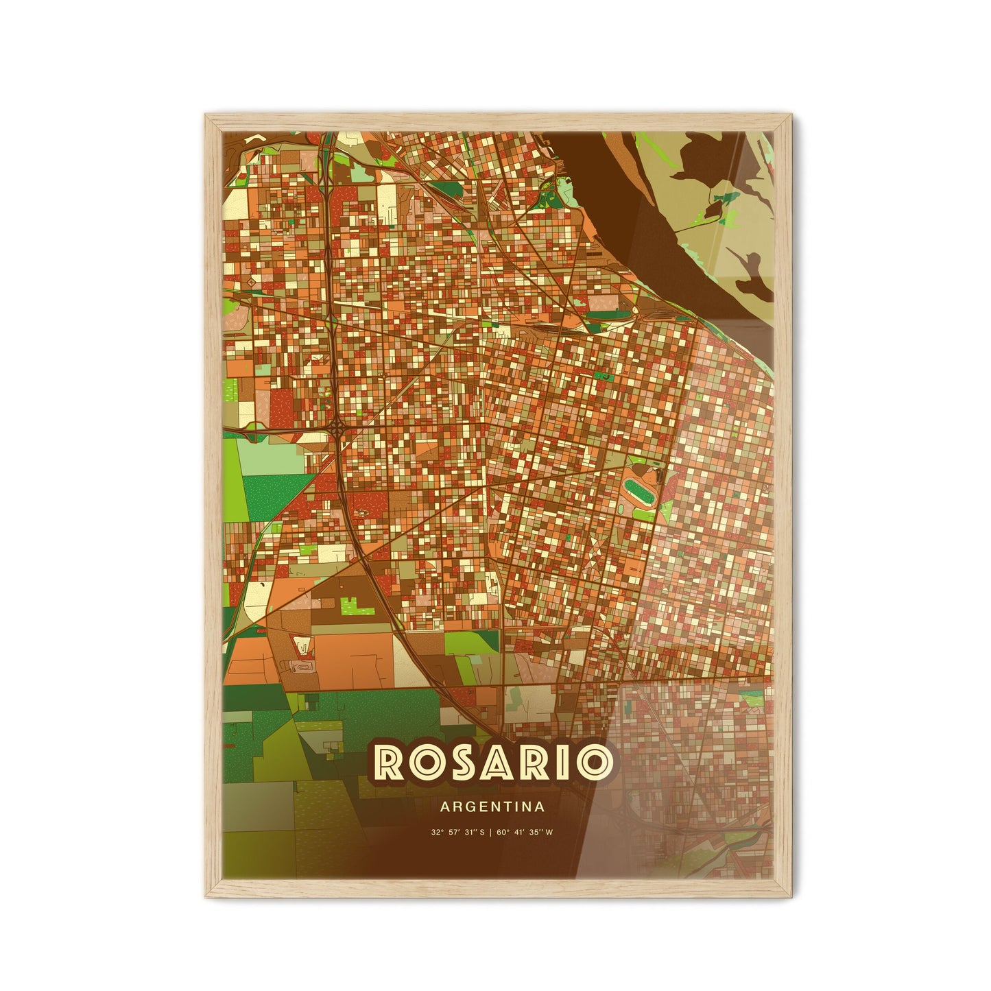 Colorful Rosario Argentina Fine Art Map Farmhouse