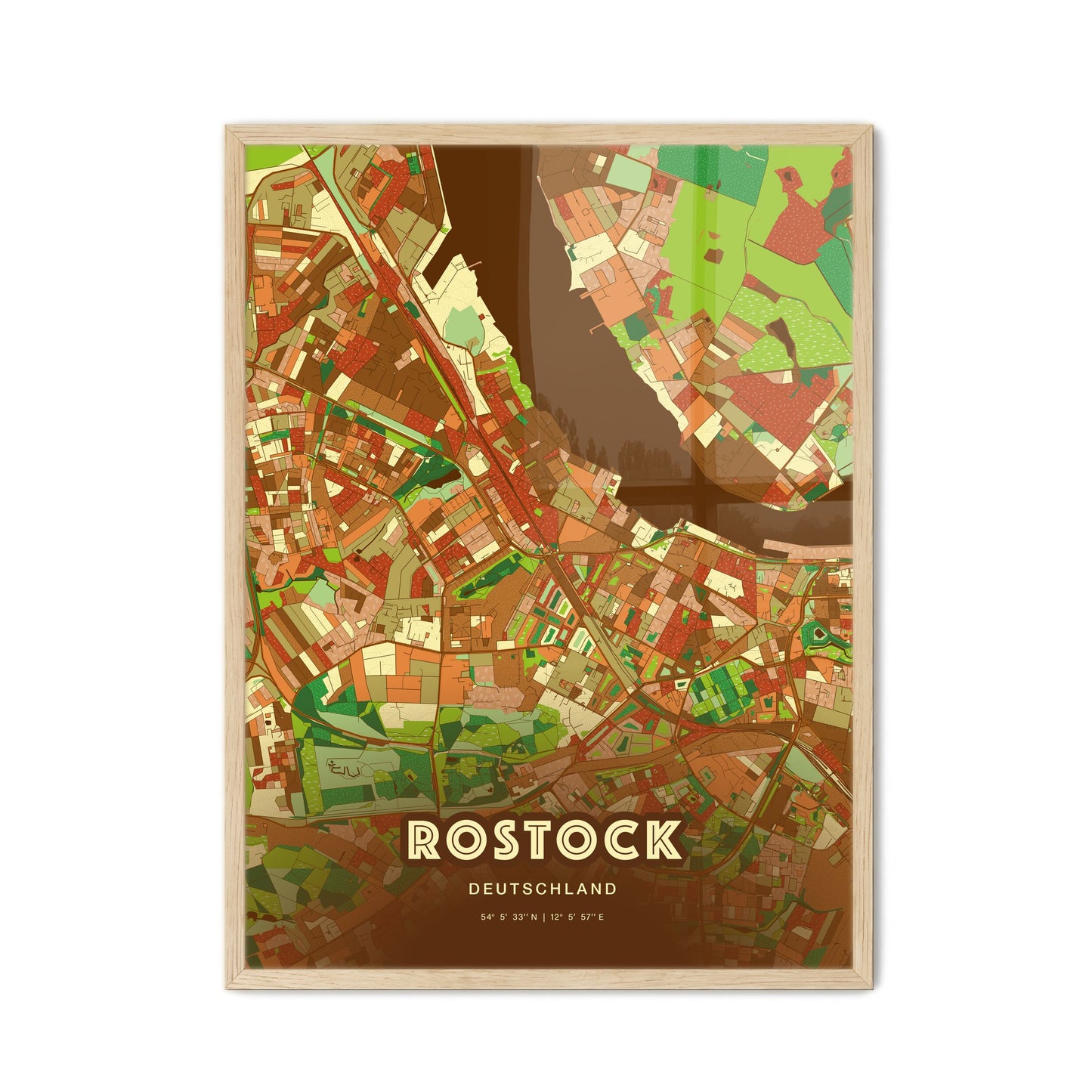 Colorful Rostock Germany Fine Art Map Farmhouse