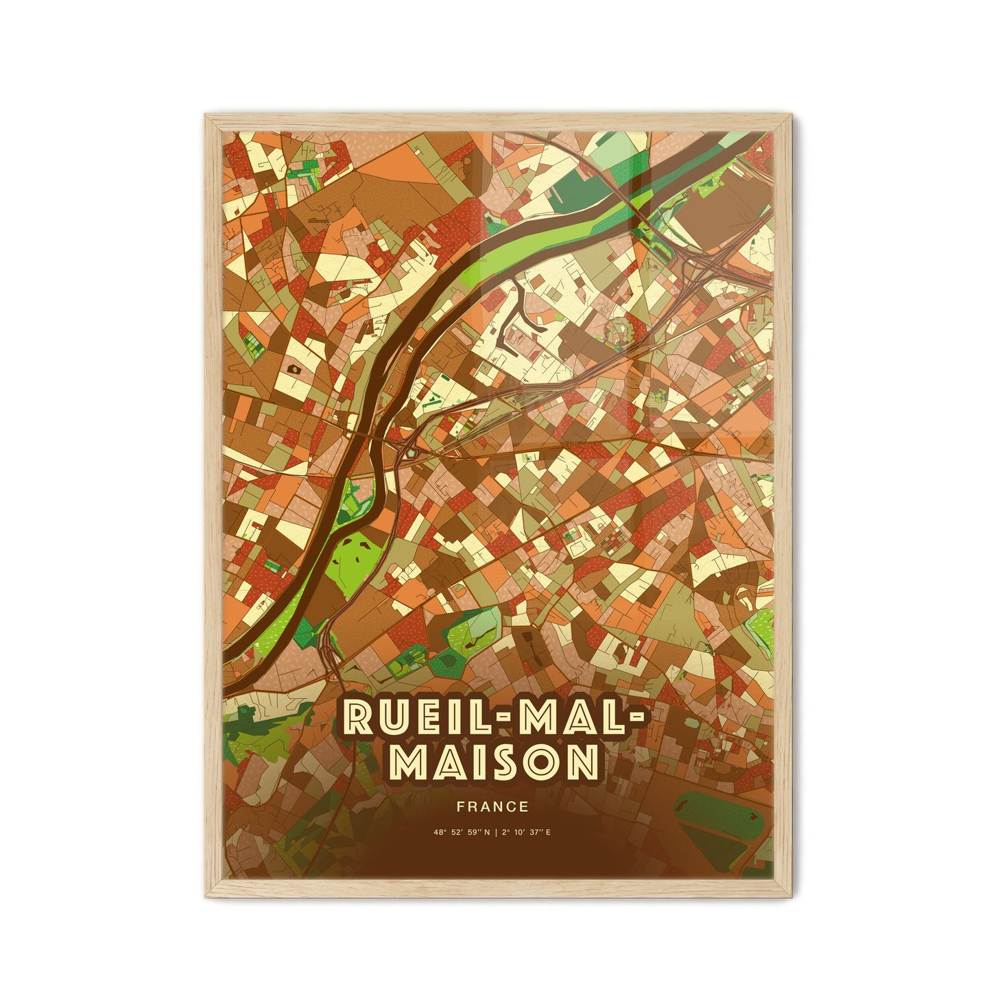 Colorful Rueil-Malmaison France Fine Art Map Farmhouse