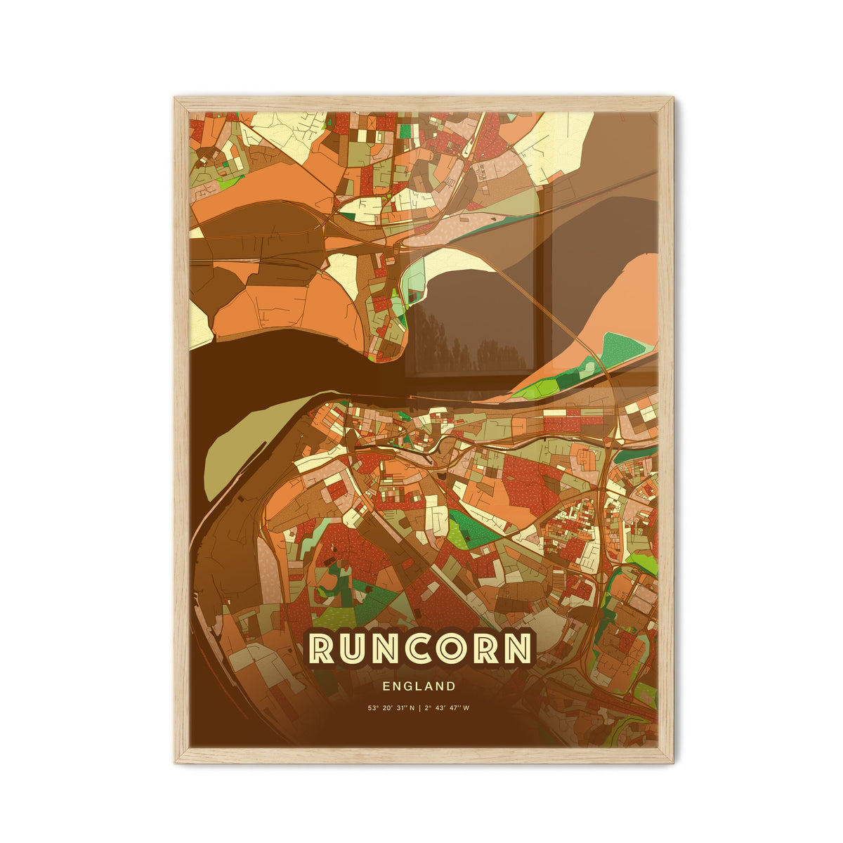 Colorful Runcorn England Fine Art Map Farmhouse