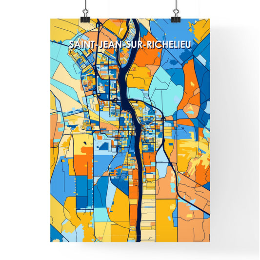 SAINT-JEAN-SUR-RICHELIEU CANADA Vibrant Colorful Art Map Poster Blue Orange