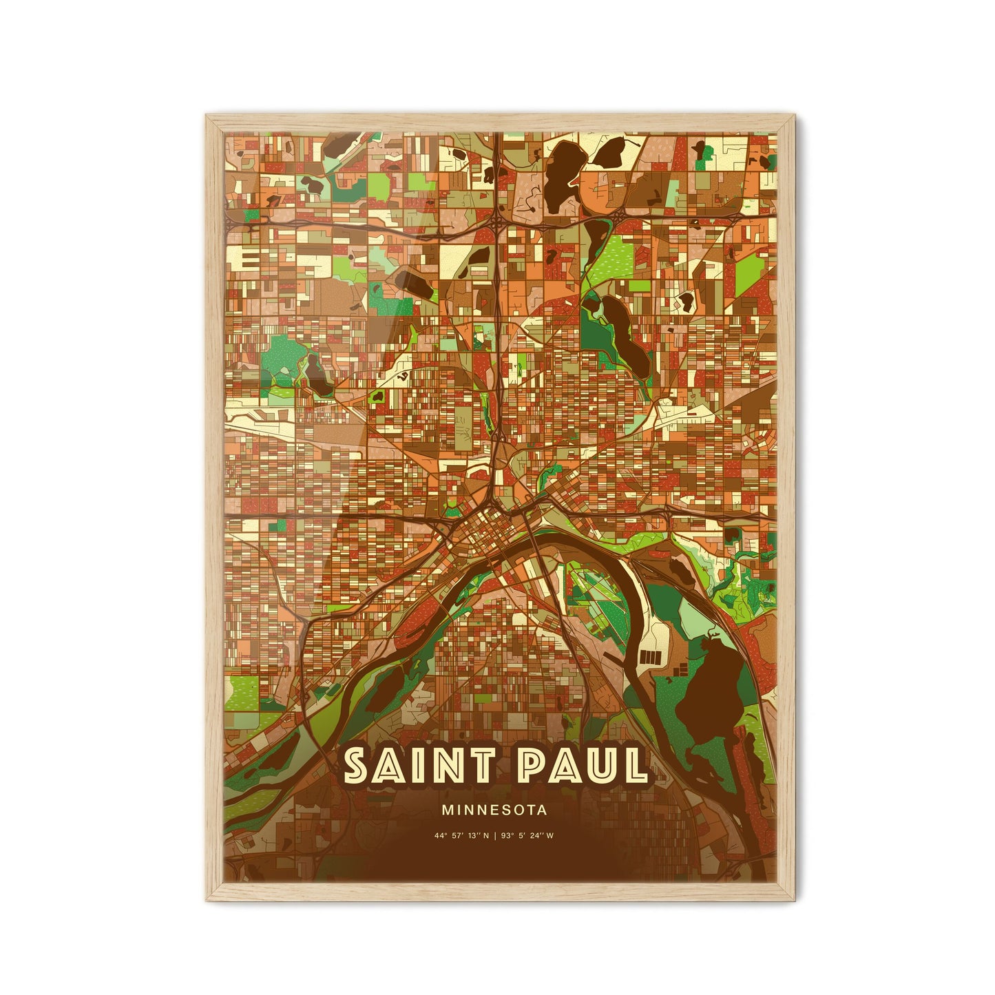 Colorful Saint Paul Minnesota Fine Art Map Farmhouse