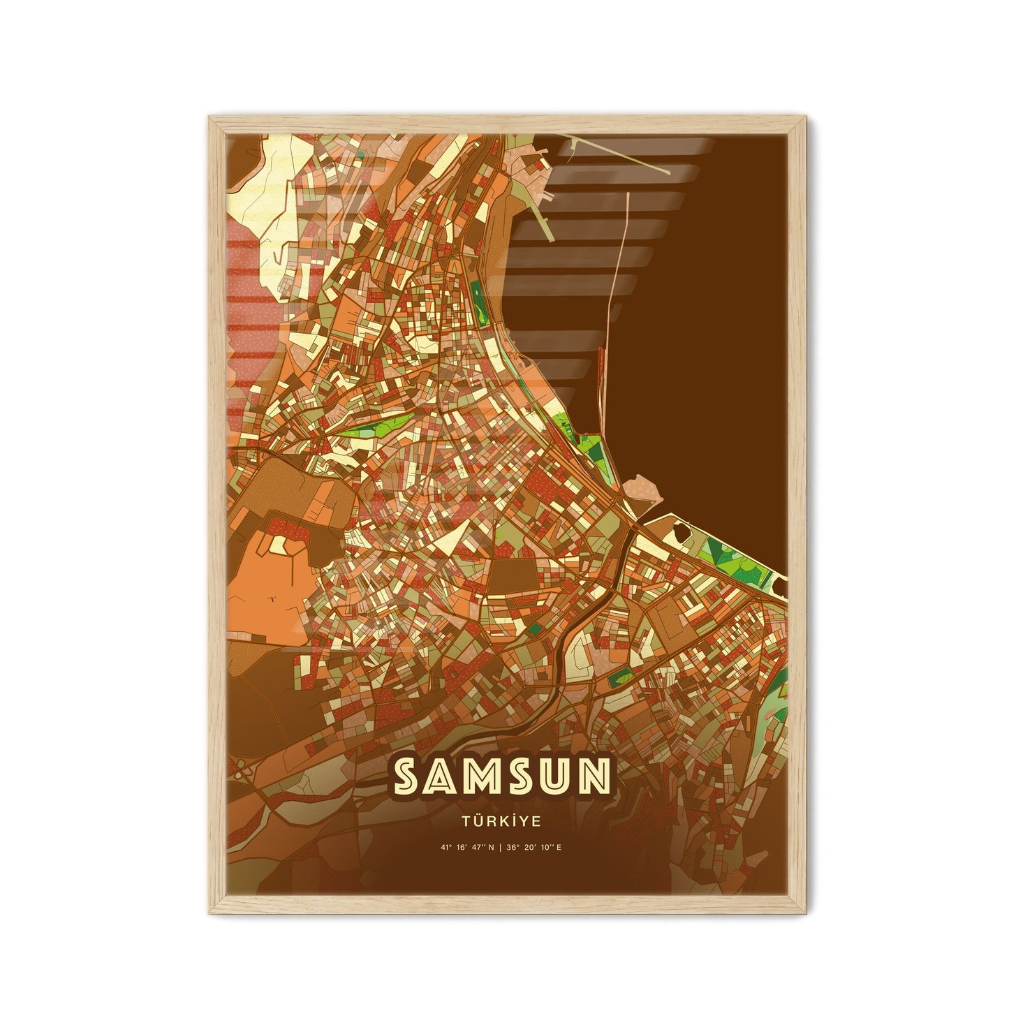 Colorful Samsun Turkey Fine Art Map Farmhouse