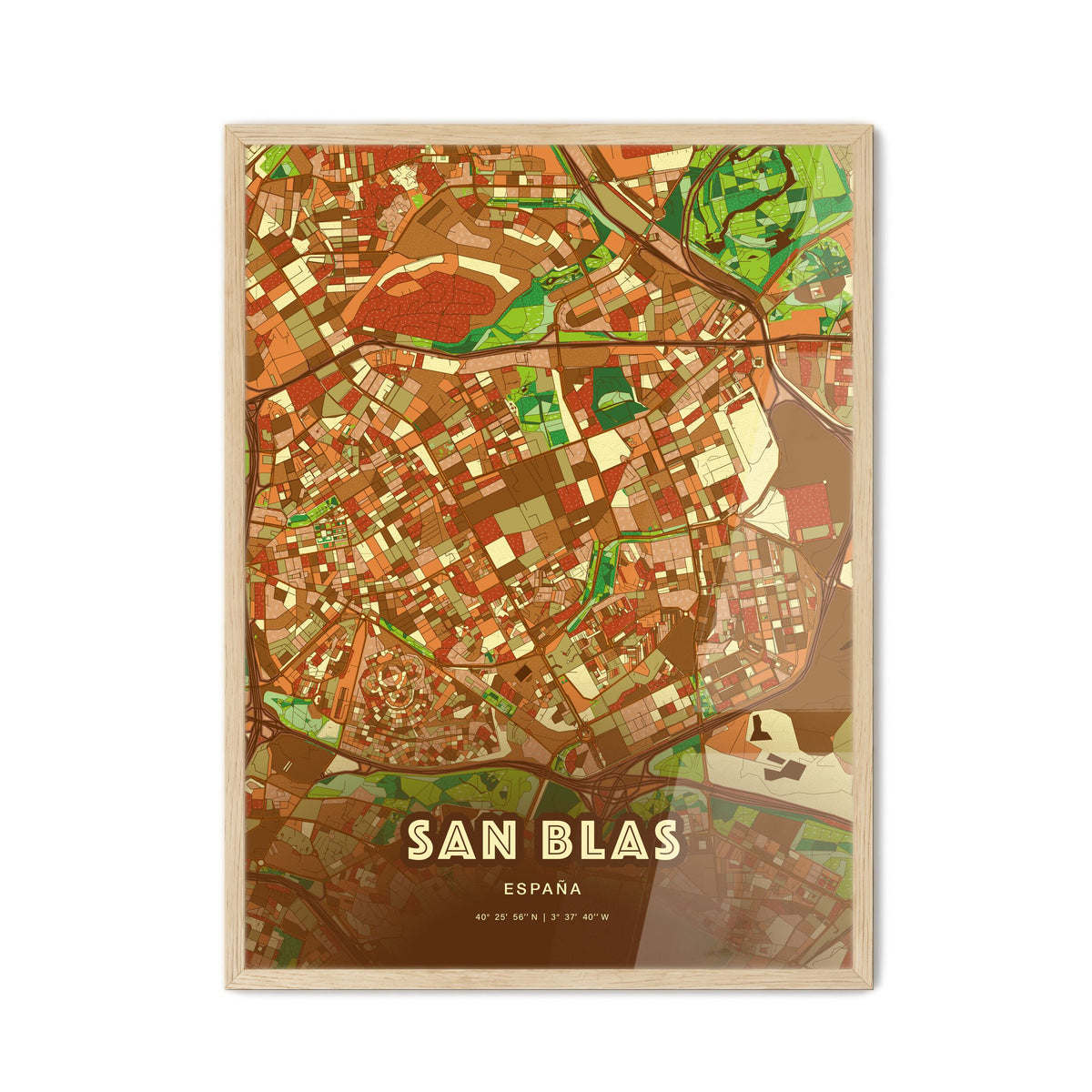 Colorful San Blas Spain Fine Art Map Farmhouse