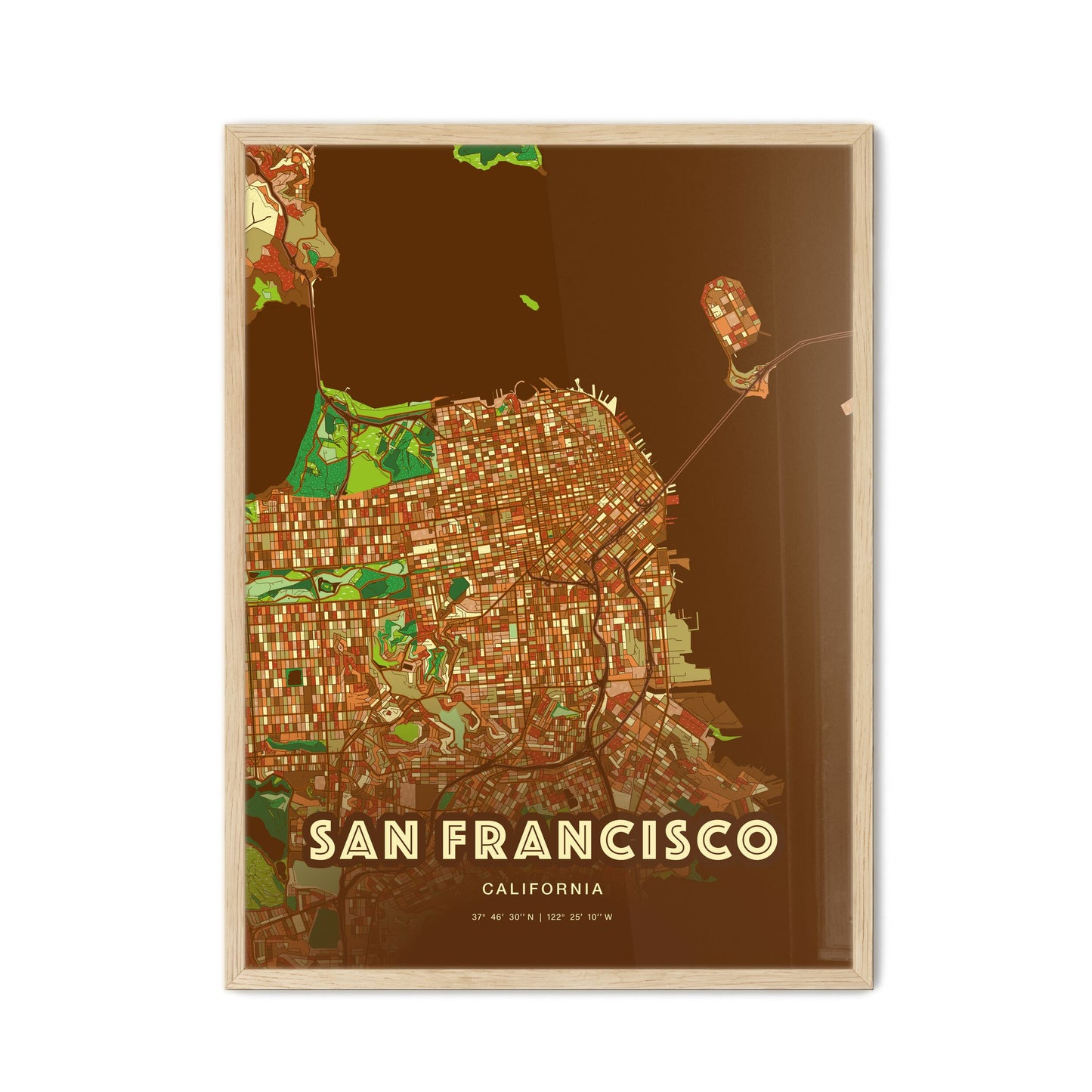 Colorful San Francisco California Fine Art Map Farmhouse