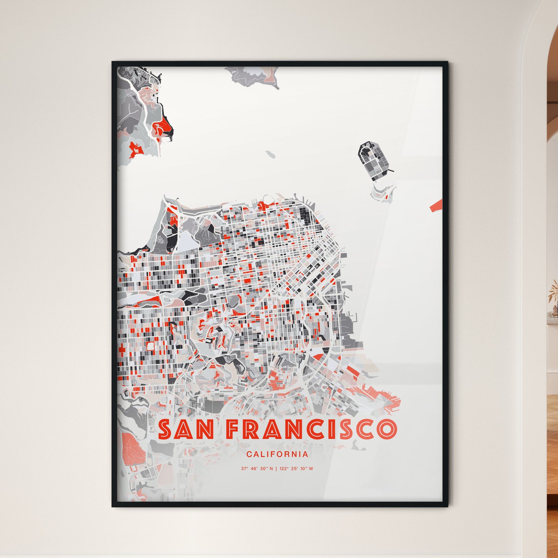 Colorful San Francisco California Fine Art Map Modern Expressive