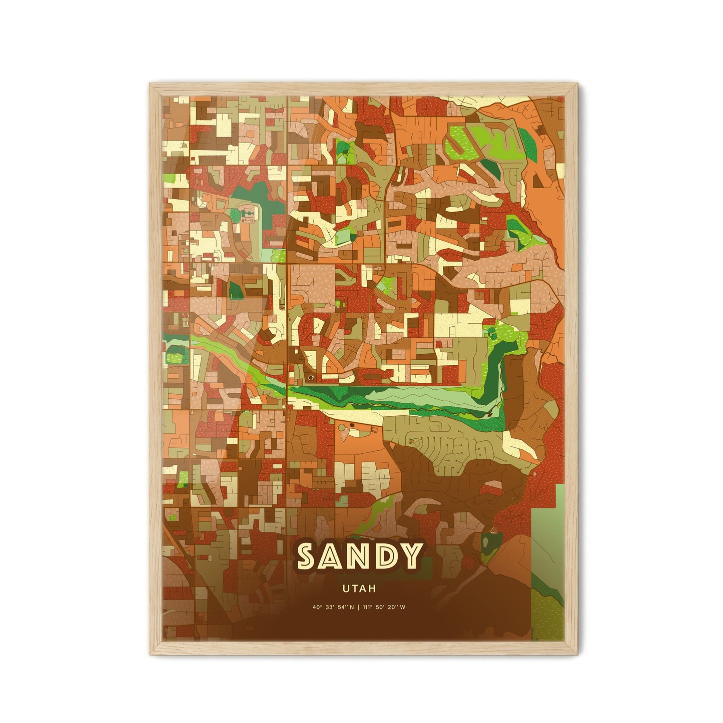 Colorful Sandy Utah Fine Art Map Farmhouse