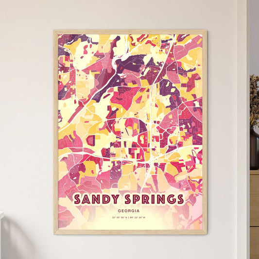 Colorful Sandy Springs Georgia Fine Art Map Hot Red