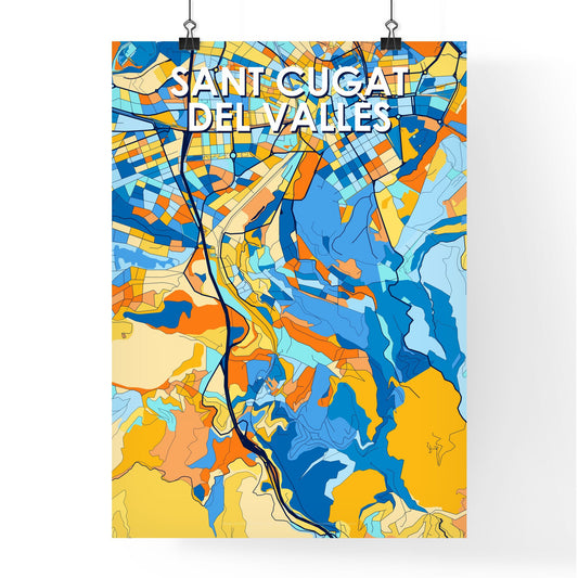 SANT CUGAT DEL VALLÈS SPAIN Vibrant Colorful Art Map Poster Blue Orange