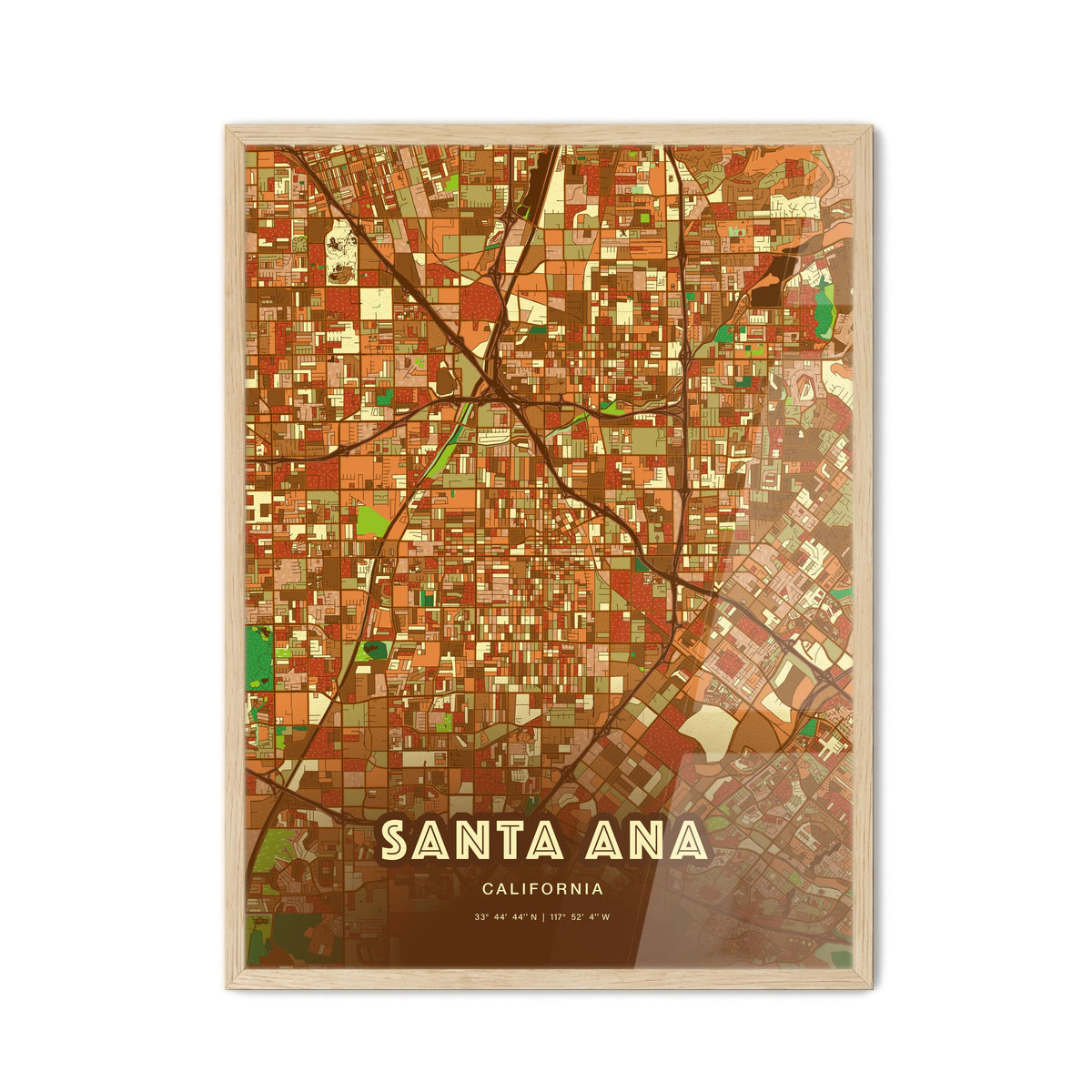 Colorful Santa Ana California Fine Art Map Farmhouse