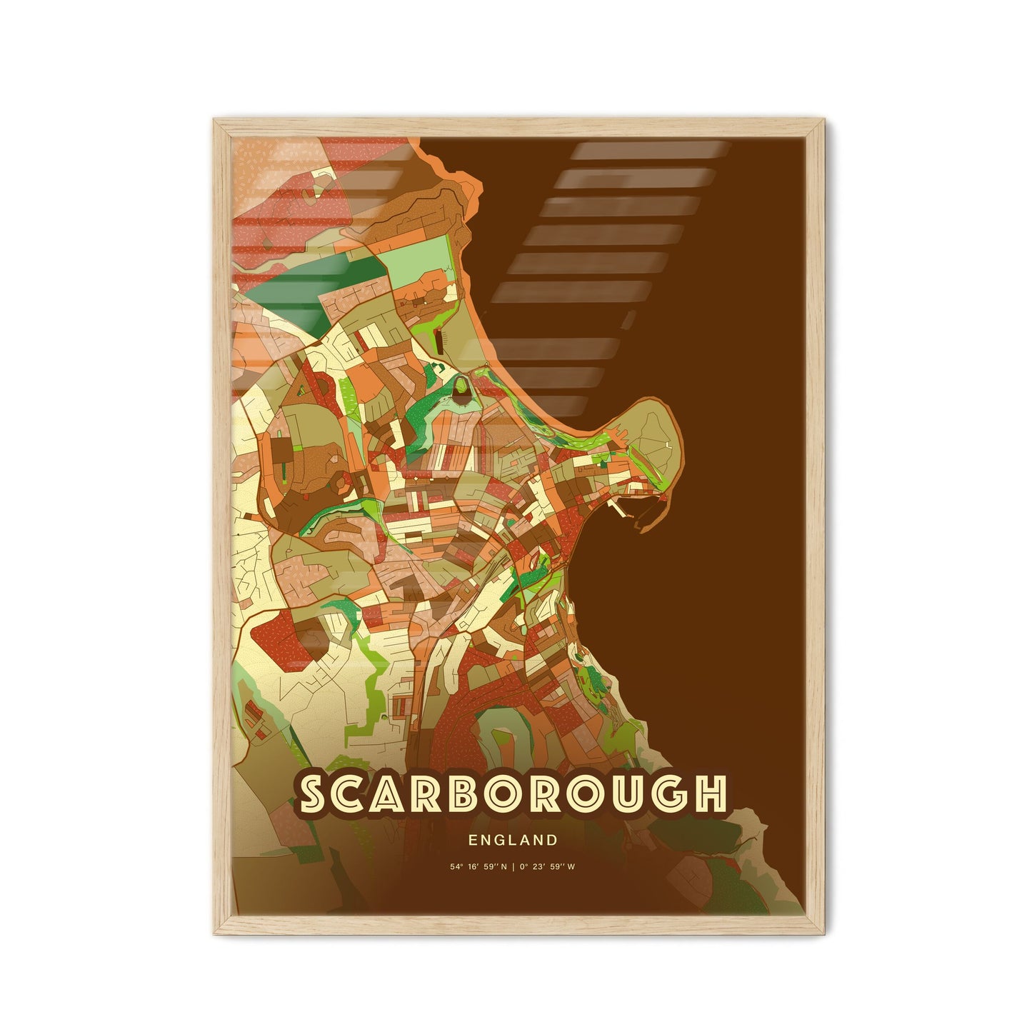Colorful Scarborough England Fine Art Map Farmhouse