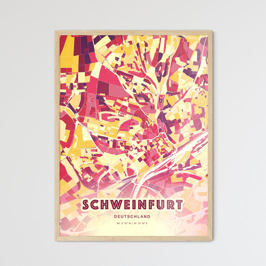 Colorful Schweinfurt Germany Fine Art Map Hot Red
