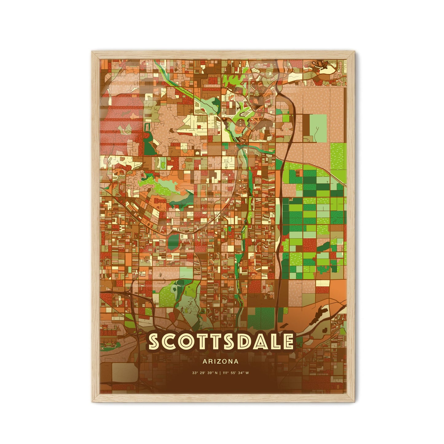 Colorful Scottsdale Arizona Fine Art Map Farmhouse