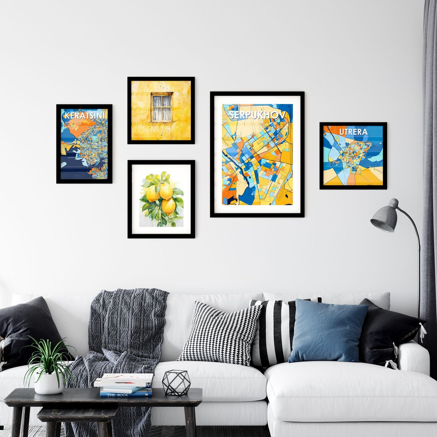SERPUKHOV RUSSIA Vibrant Colorful Art Map Poster Blue Orange