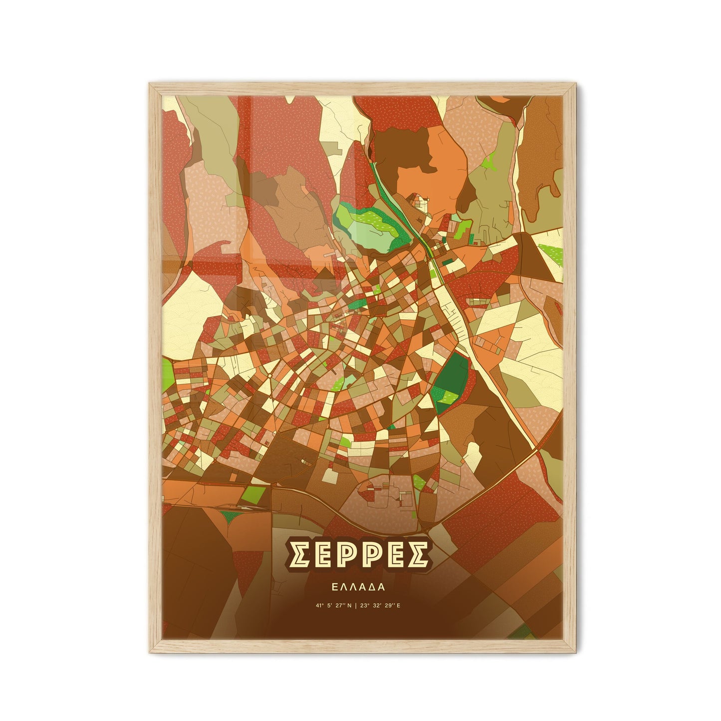 Colorful Serres Greece Fine Art Map Farmhouse