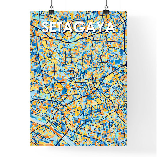 SETAGAYA JAPAN Vibrant Colorful Art Map Poster Blue Orange