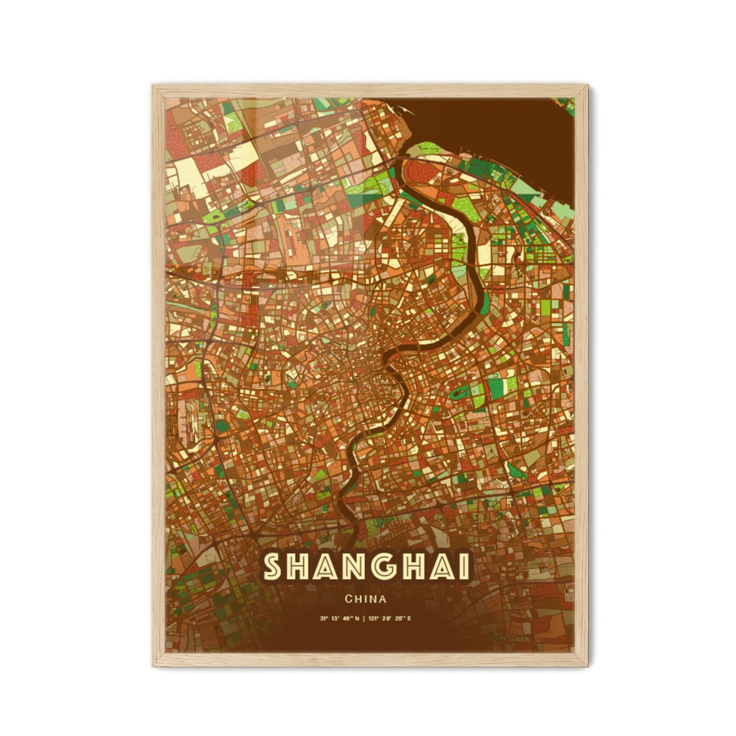 Colorful Shanghai China Fine Art Map Farmhouse