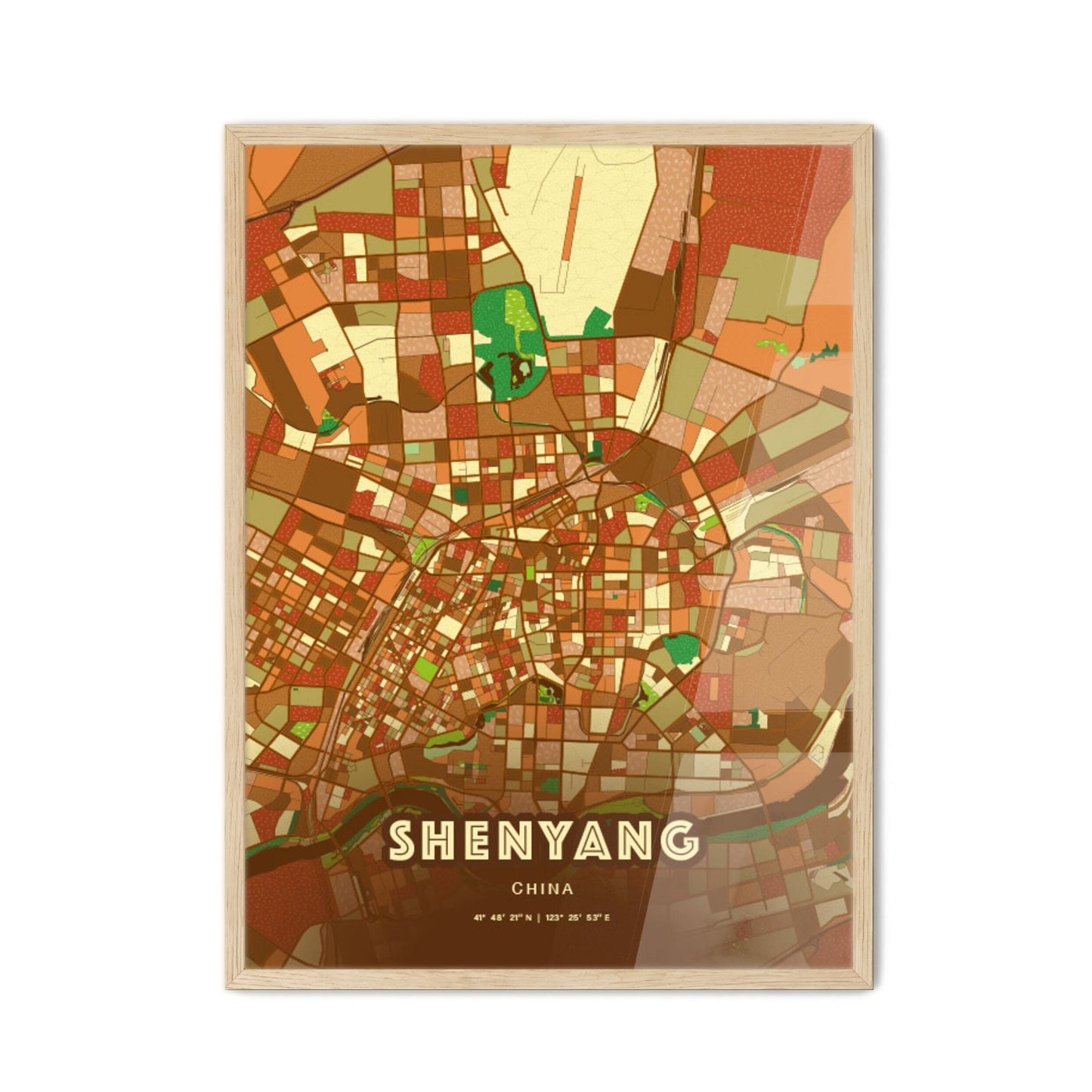 Colorful Shenyang China Fine Art Map Farmhouse