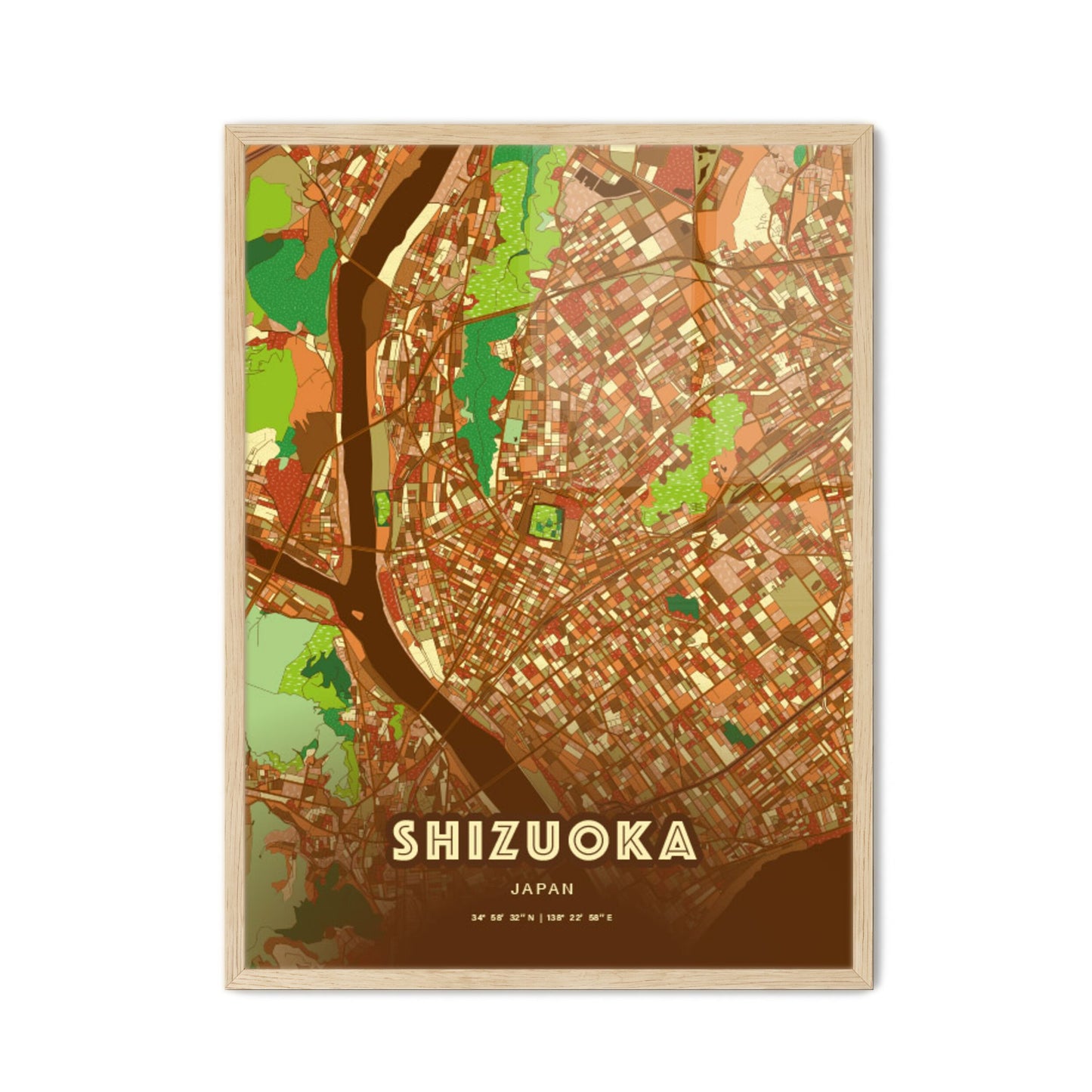 Colorful Shizuoka Japan Fine Art Map Farmhouse