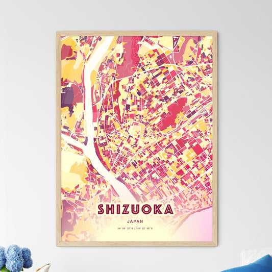 Colorful Shizuoka Japan Fine Art Map Hot Red