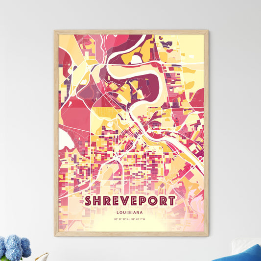 Colorful Shreveport Louisiana Fine Art Map Hot Red