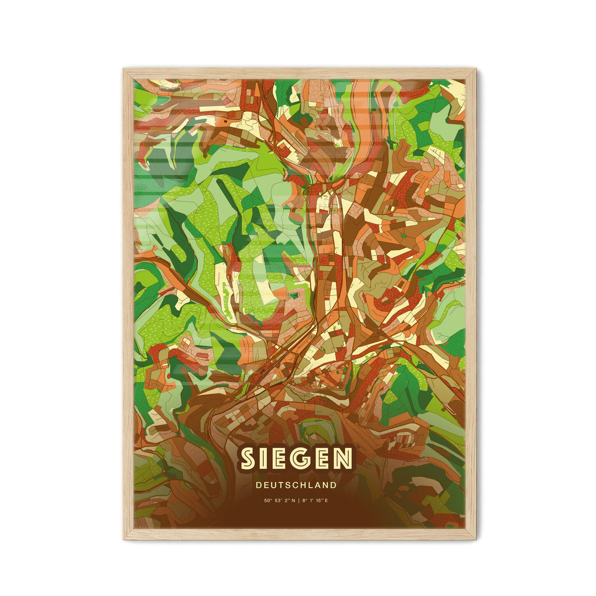 Colorful Siegen Germany Fine Art Map Farmhouse
