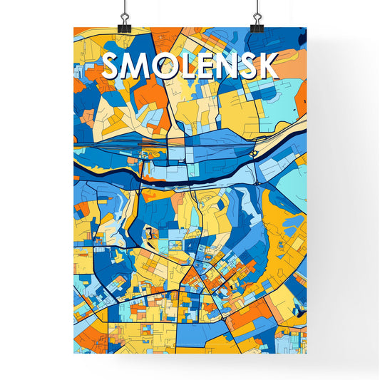 SMOLENSK RUSSIA Vibrant Colorful Art Map Poster Blue Orange