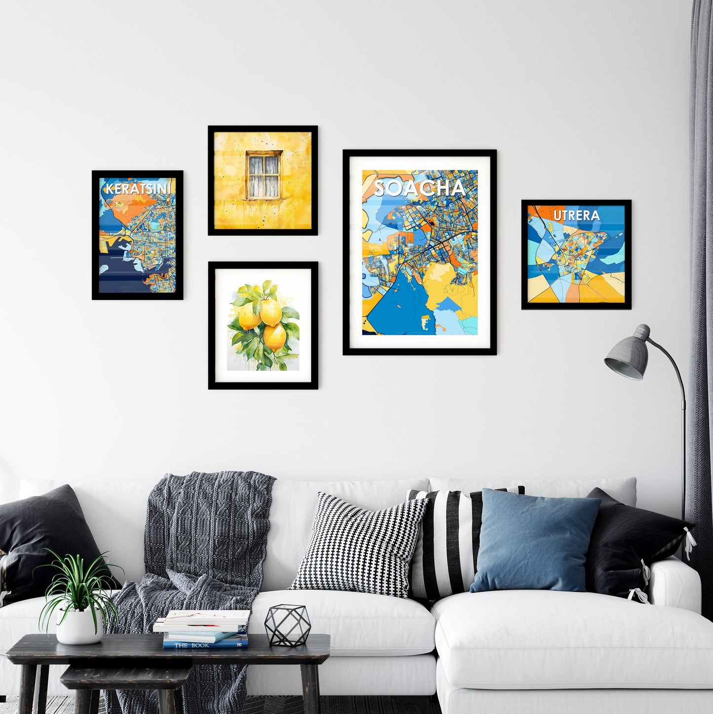 SOACHA COLOMBIA Vibrant Colorful Art Map Poster Blue Orange