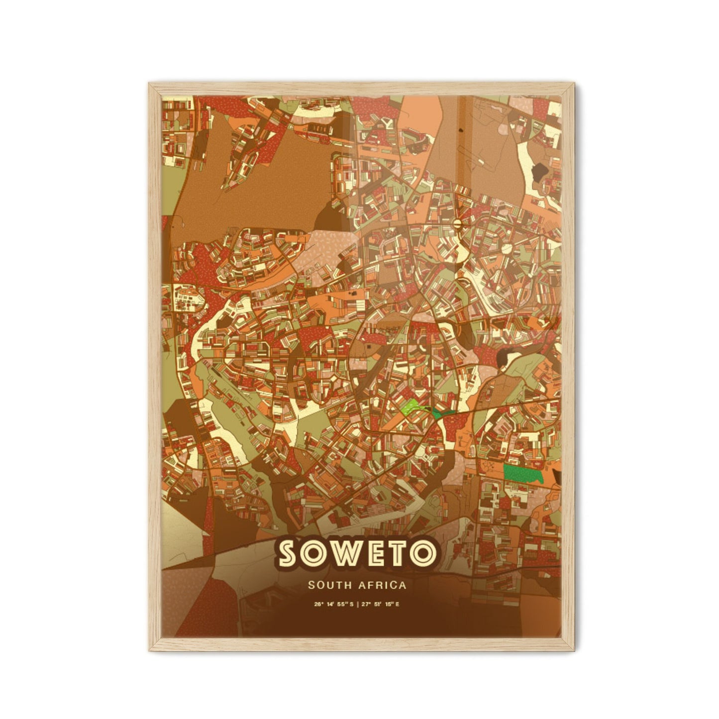 Colorful Soweto South Africa Fine Art Map Farmhouse