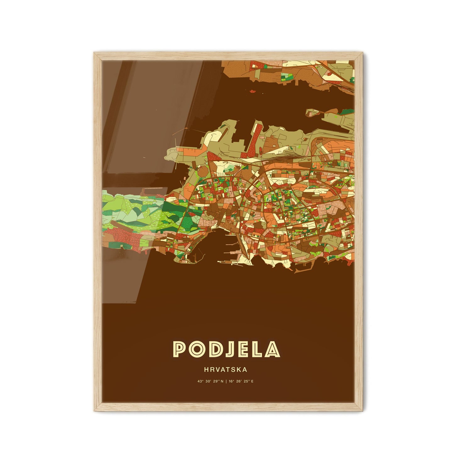 Colorful Split Croatia Fine Art Map Farmhouse