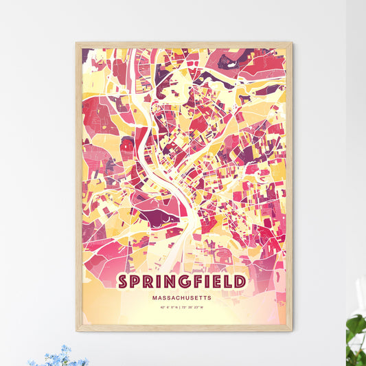 Colorful Springfield Massachusetts Fine Art Map Hot Red