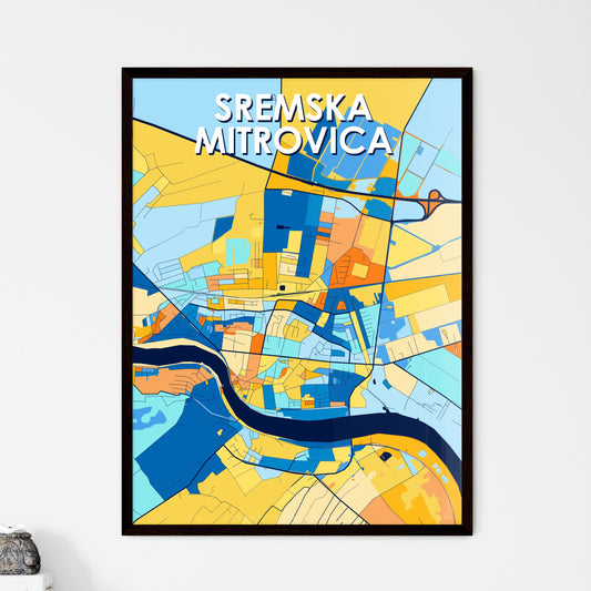 SREMSKA MITROVICA SERBIA Vibrant Colorful Art Map Poster Blue Orange